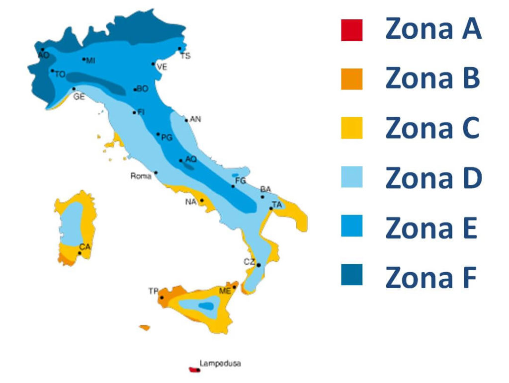 schema regioni climatiche italia