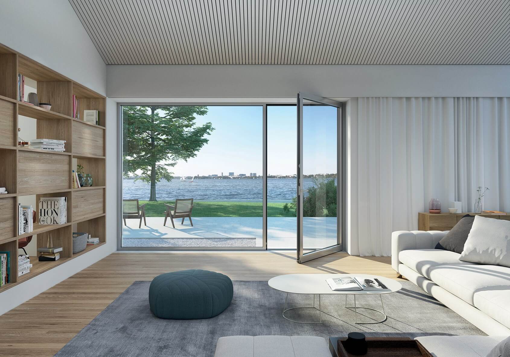 soggiorno porte finestre soglia ribassata schuco